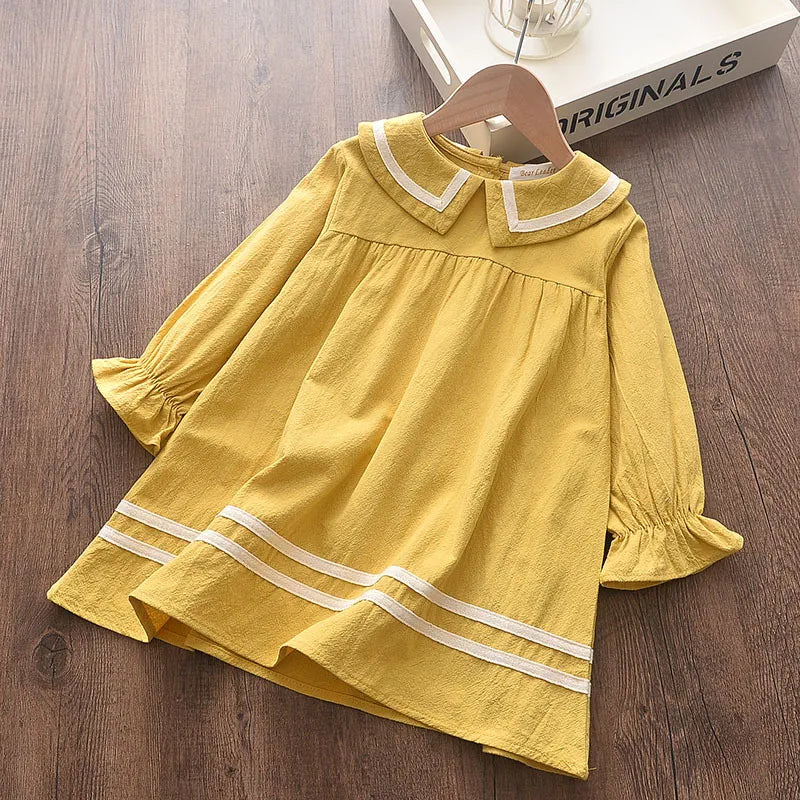 Baby & Kids Clothing Girl's Dresses Winter Fashion Sweet Cute Plush Warm A-line Black Skirt With Ruffles For Children Clothes Linen Blends
