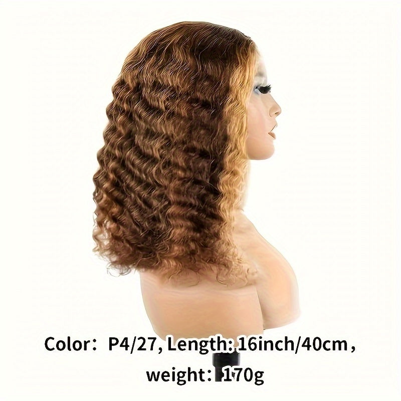 Curly P4/27 Bob Wigs Human Hair Pre Plucked Pre Cut 13x4 Curly Human Hair Wig 150% Density Highlight HD Lace Front Wigs Human Hair with Baby Hair for Women 16 Inch