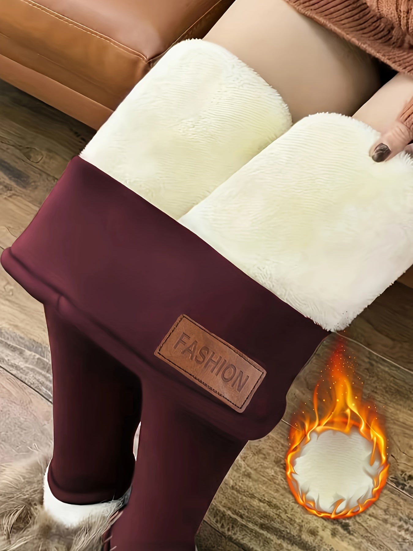 Womens High-Waisted Solid Color Fleece Leggings - Ultra Soft, Warm, and Comfortable with High Elasticity, Four-Way Stretch, and Moisture-Wicking Properties for Fall and Winter Activewear - Perfect for Outdoor Sports and Daily Casual Wear