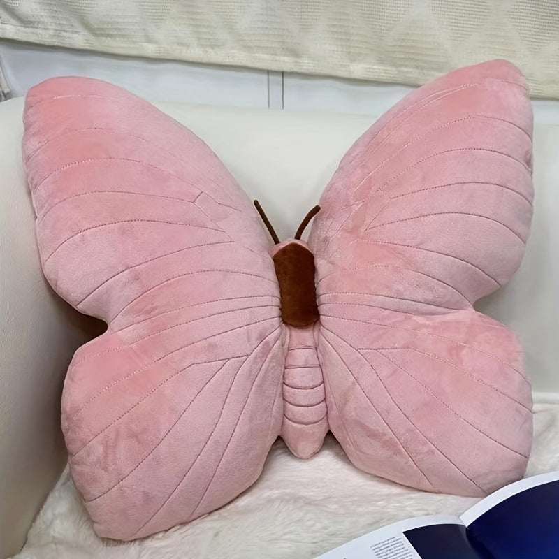 Pink Butterfly Plush Throw Pillow - Ultra-Soft, Hypoallergenic Polyester Cushion for Cozy Rest, Decorative Accent, and Vibrant Room Addition - Perfect for Living Room, Bedroom, or Office