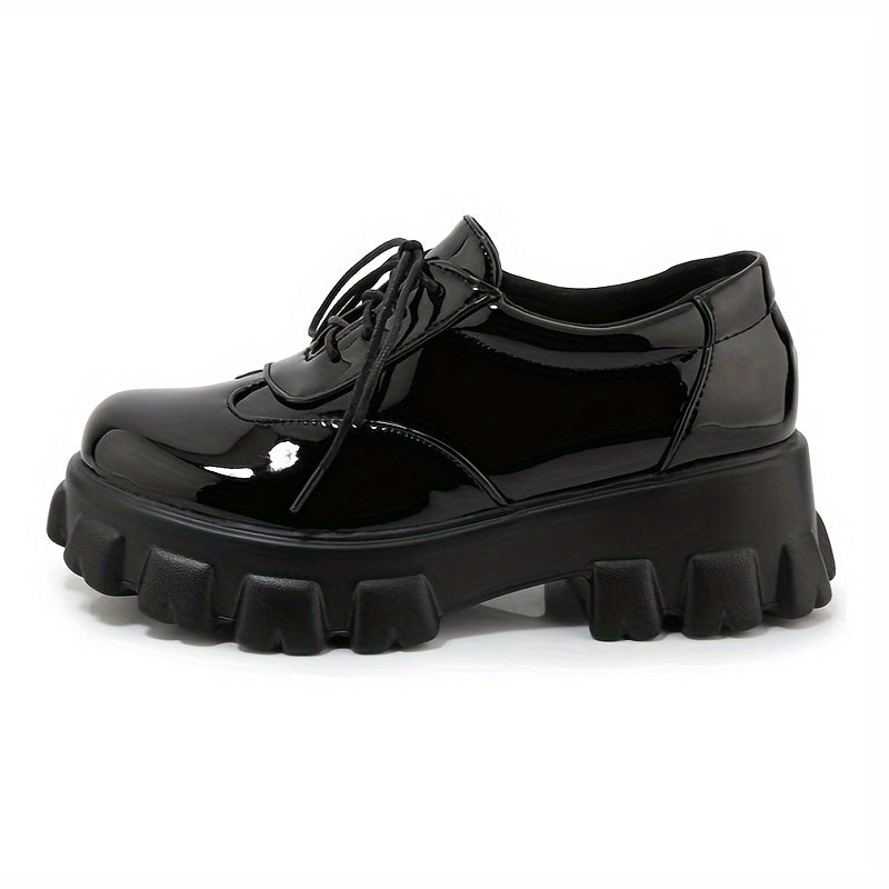 Womens Platform Oxford Shoes Chunky Platform Loafers Goth Buckle Shoes