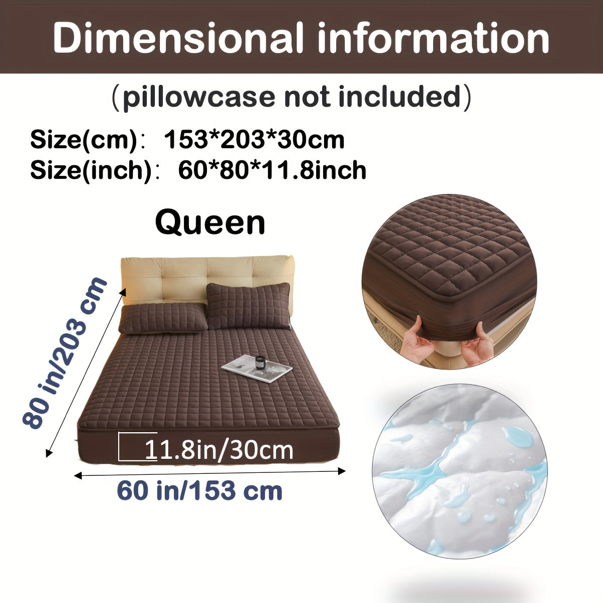 1pc Deluxe Hypoallergenic Mattress Protector - Deep Pocket, Quilted, Waterproof and Soft, for Comfortable Sleep in Bedroom or Guest Room