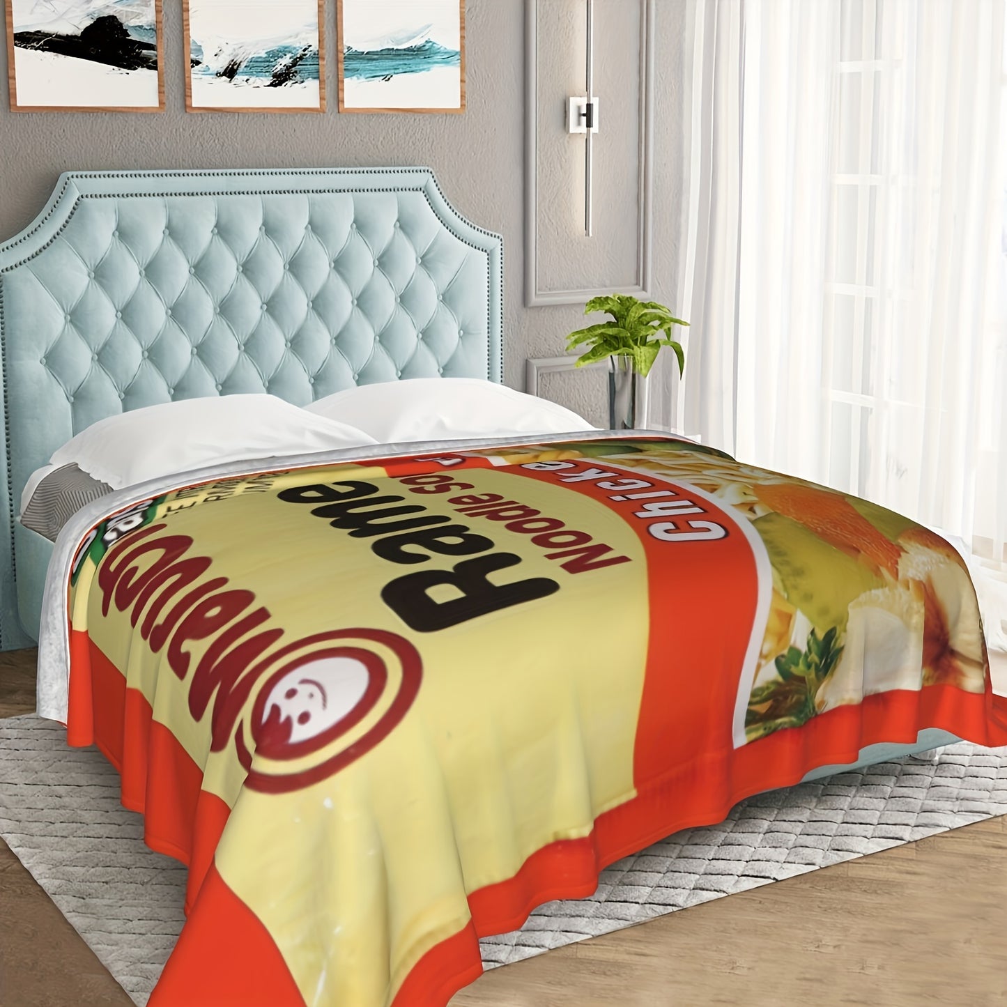 1pc Cozy Chicken Flavored Noodle Soup Inspired Plush Blanket - Ultra-Soft, Lightweight, and Warm Microfiber Throw for All Seasons, Perfect for Snuggling Up on Sofa, Couch, Office, Camping, and Outdoor Adventures - Machine Washable, Easy Care, and Versatil