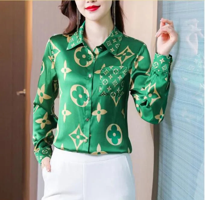 Designer Printed Black Shirts Women Runway Button Shirt Office Ladies Ribbon Bow Blouses Slim Fit Stylish Luxury Tops