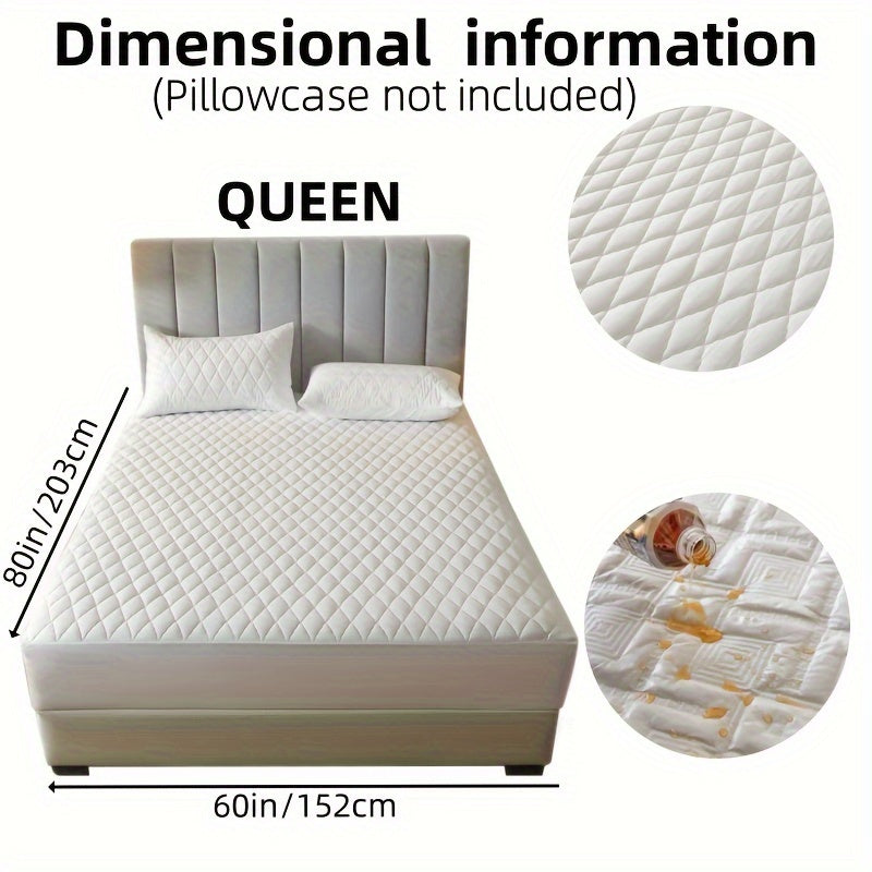 1pc Solid Color Luxurious Mattress Protector - Waterproof, Soft & Cozy Cover - Non-slip All-inclusive Guest Room Bedding - Excludes Pillowcase & Pillow Insert