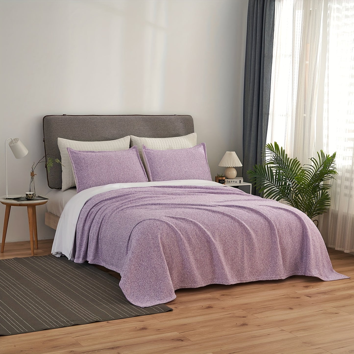 Sweatshirt Blanket Set TWIN (1blanket with 1 sham)/QUEEN (1blanket with 2 shams)/King (1blanket with 2 shams) 300GSM for Jersey Knit Thin Soft Breathable Blanket Set Brings a Stylish Appearance to Bedroom Living Room Couches for all year roud