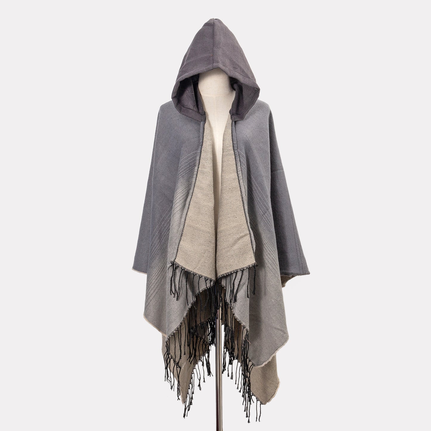 Cozy Oversized Hoodie Scarf Blanket - Stylish Boho Geometric Print with Tassels - Ultra-Soft Warm Cape for Outdoor Adventures, Windproof & Thick Cardigan Shawl