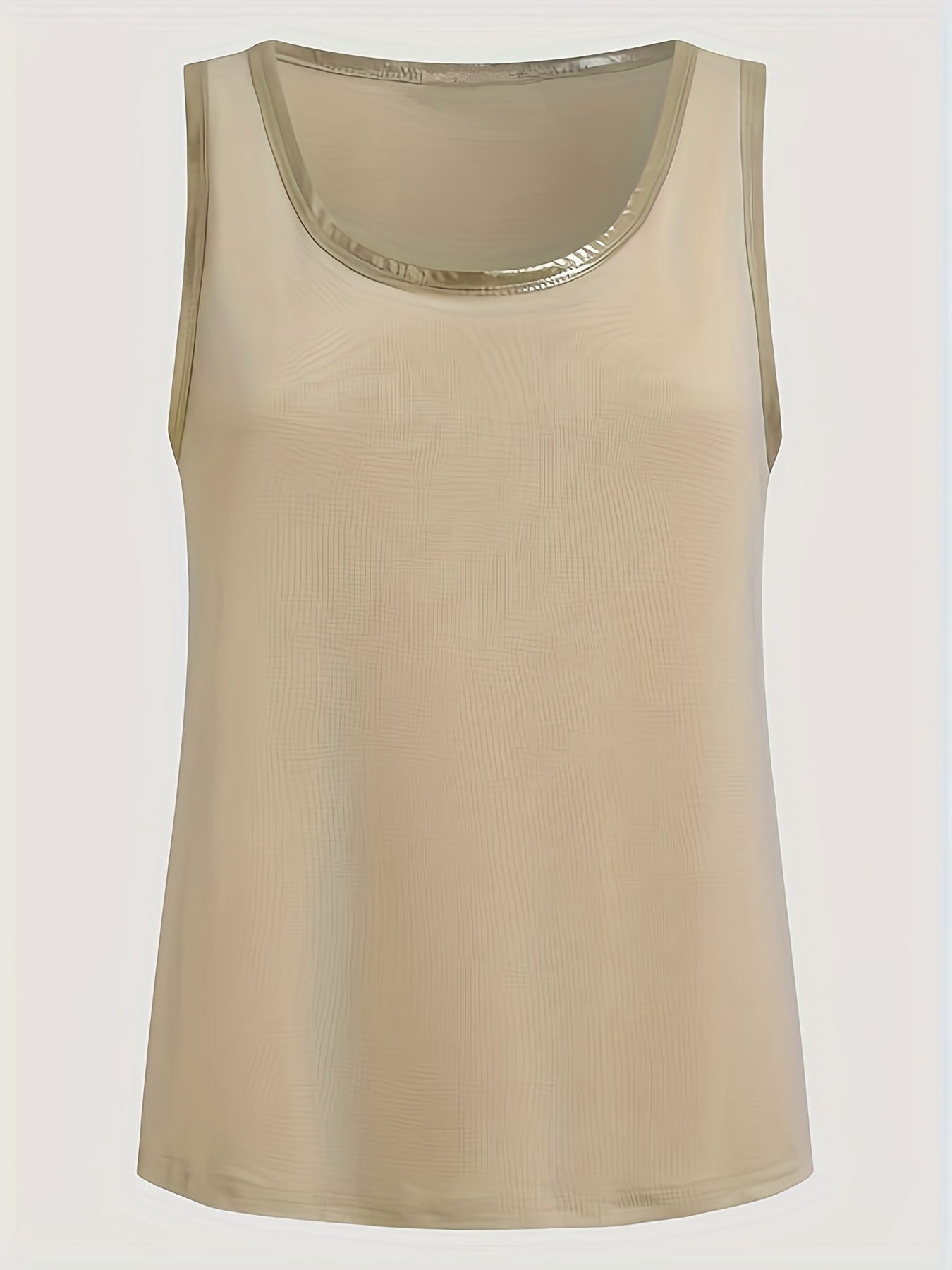 ZllKl Contrast Trim Tank Top, Casual Crew Neck Summer Sleeveless Top, Women's Clothing