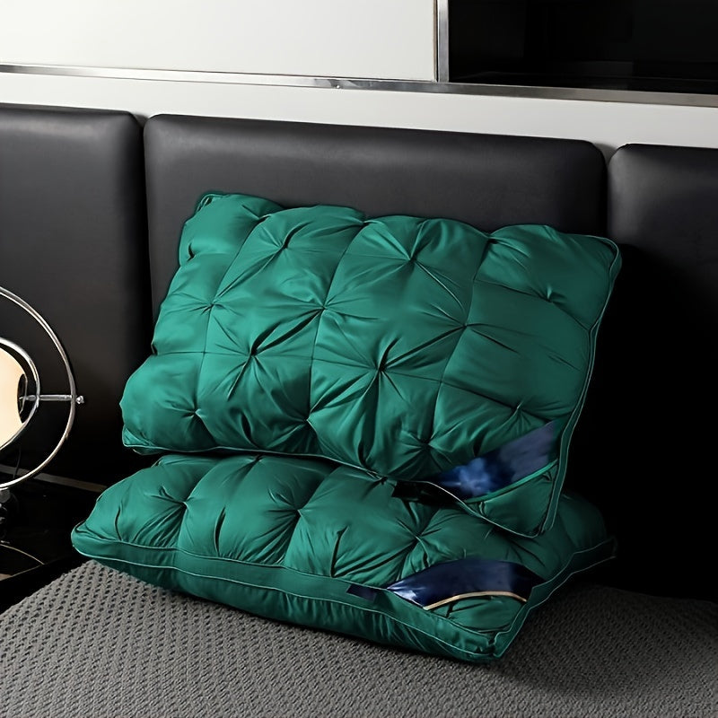 CozySoft Knit Bed Pillow - Ultra-Comfortable Neck Support with Zipper Closure, Non-Deformable Tufted Design, Hand Washable, Flower Craftsmanship, Polyester Fiber Filling, Adult All-Season Multipurpose Use, Single Pack