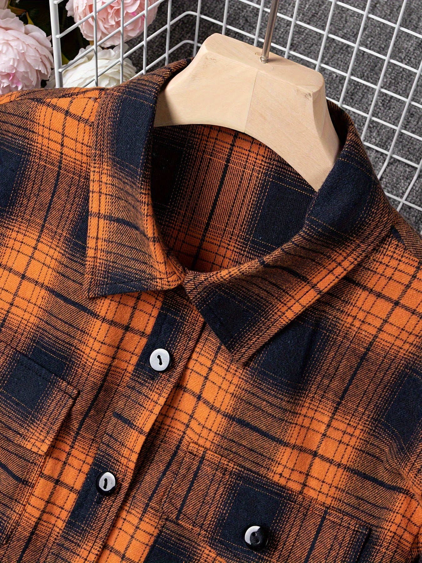 Plus Size Colorblock Plaid Shirt - Relaxed-Fit Casual Long Sleeve Button Front Shirt for Everyday Wear - Designed for Womens Plus Size Clothing