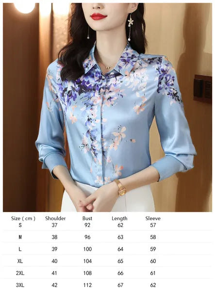Vintage Butterfly Printed Runway Silk Blouses Women Fashion Designer Striped Shirts Slim Business Office Ladies Button Spring Summer Long Sleeve Tops