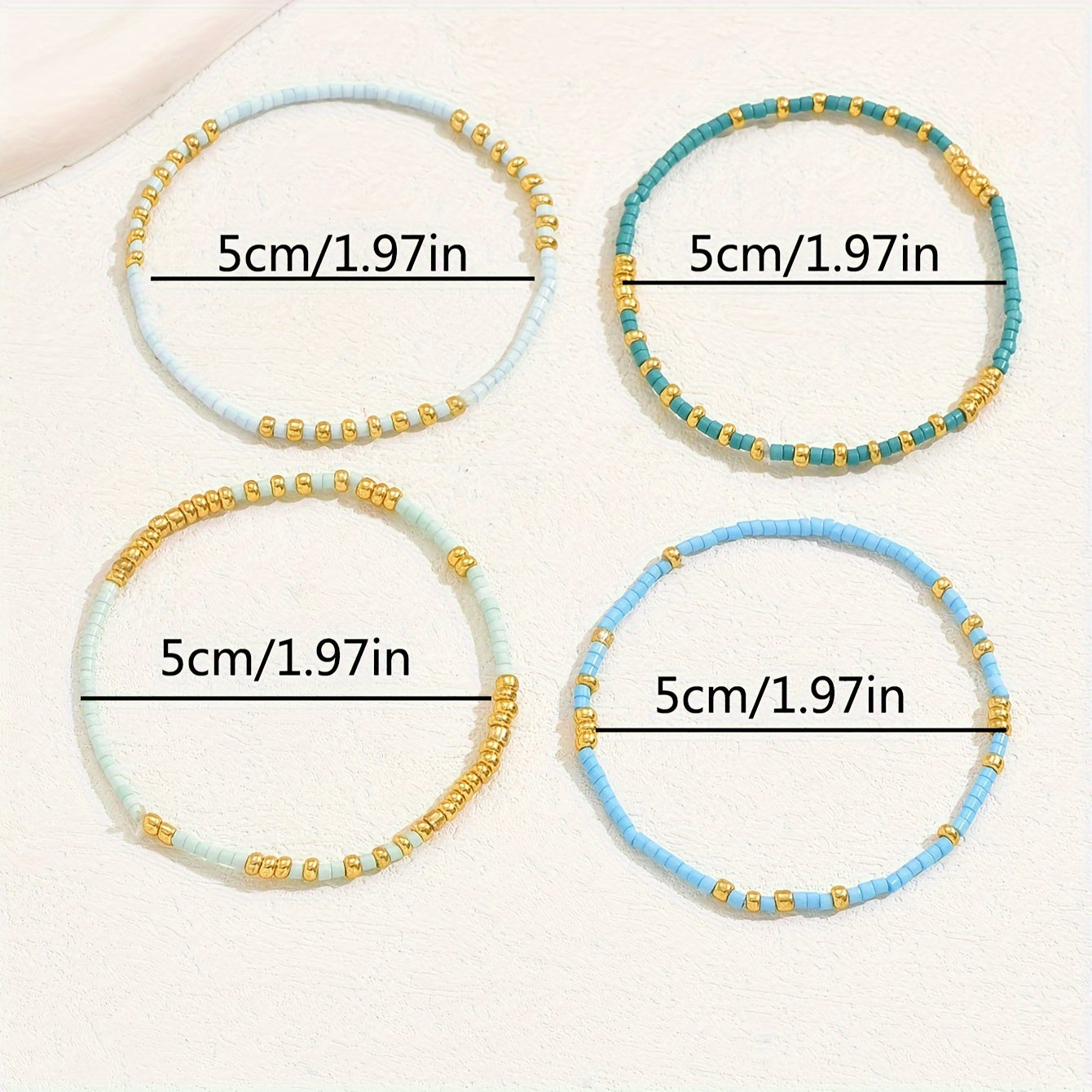 4pcs Elegant Beaded Bracelet Set - Handcrafted with Delicate Mini Beads, Stretchable for Comfort, Perfect Hand Jewelry for Women