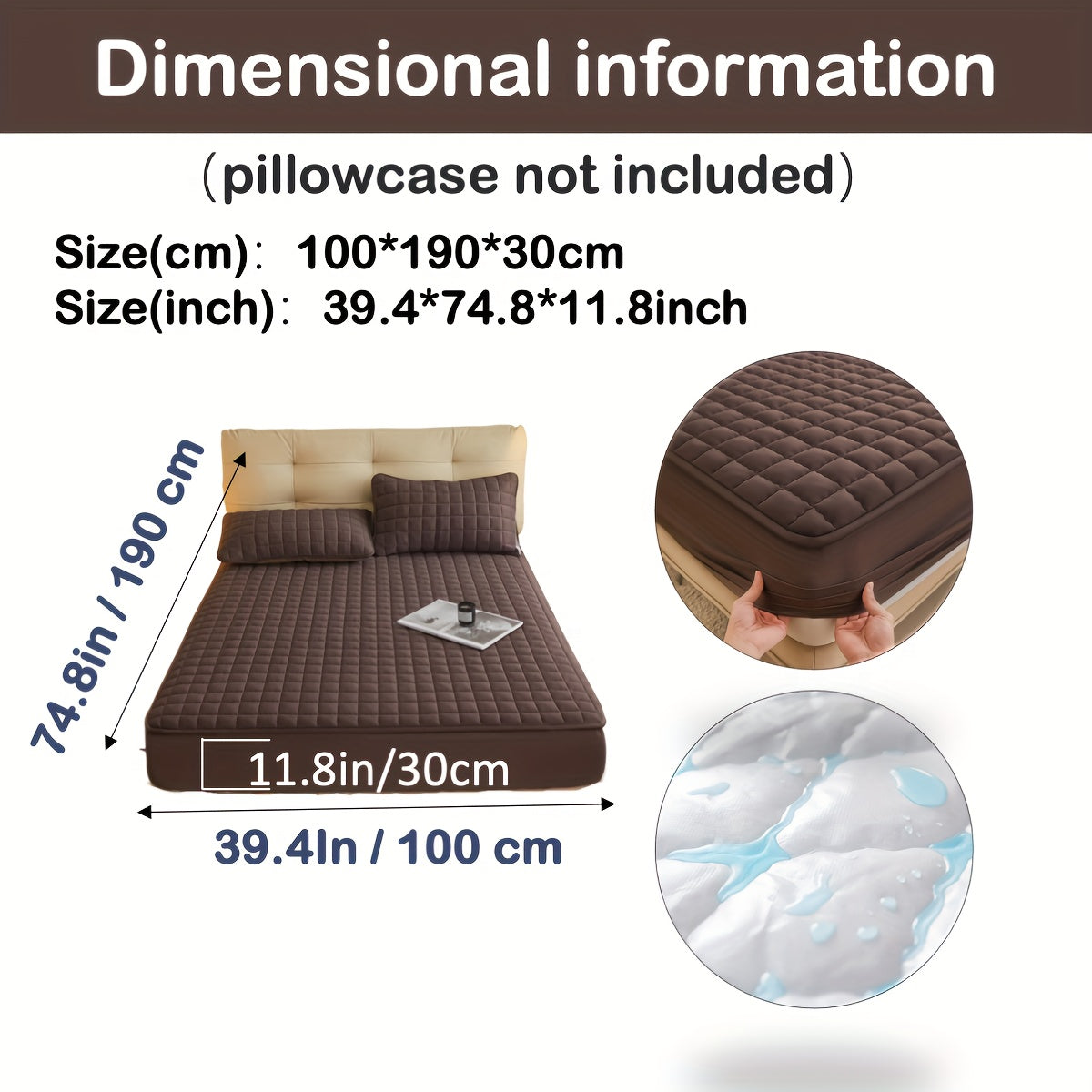 1pc Deluxe Hypoallergenic Mattress Protector - Deep Pocket, Quilted, Waterproof and Soft, for Comfortable Sleep in Bedroom or Guest Room