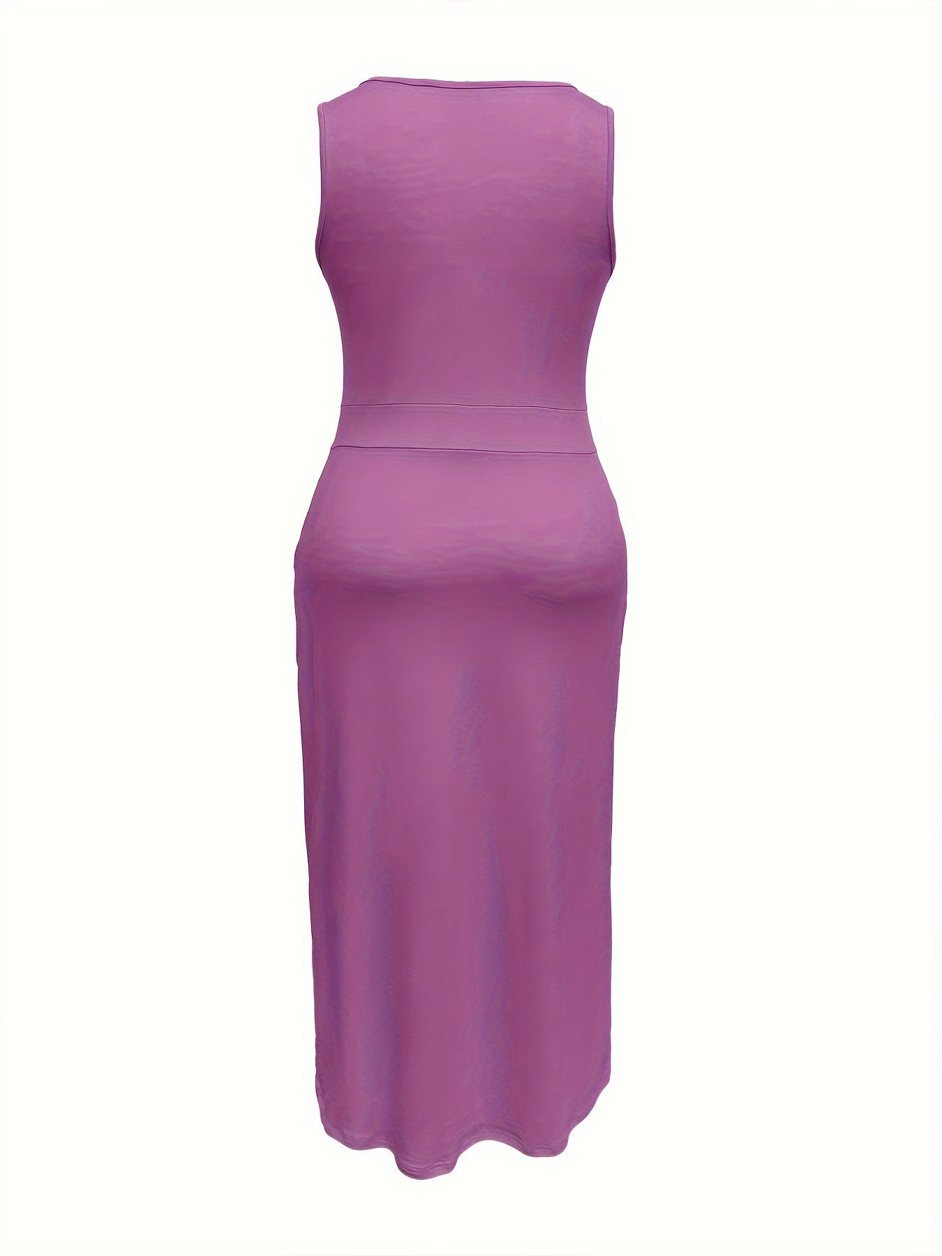 Plus Size Chic Solid Slim Belted Tank Maxi Dress - Comfortable Sleeveless Design for Spring & Summer - Women's Casual Wear for Curvy Figures