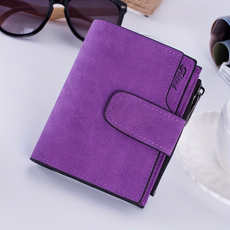Vintage Solid Color Short Wallet, All-Match Clutch Coin Purse, Classic Credit Card Holder