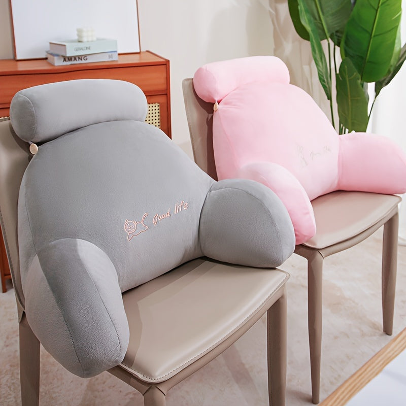 Contemporary Style Bedside Soft Pack Backrest Pillow - Adult Size, Machine Washable, Short Fleece, Non-Woven Fabric, Embroidery, No Battery Required, Suitable for All Seasons, Multi-Purpose Use, Zipper Closure, Filled with Polyester Fiber, Cover Material: