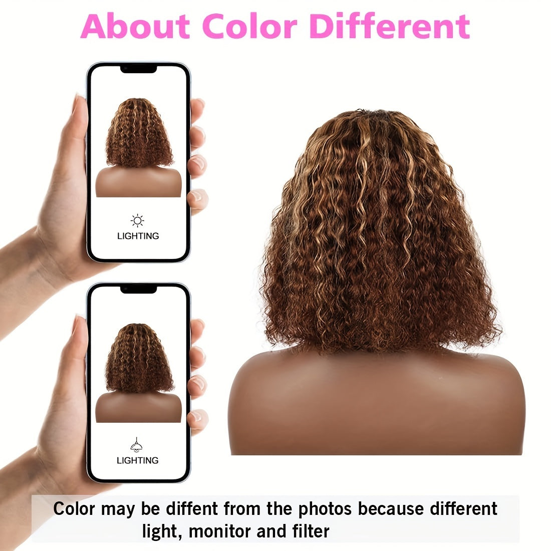 Curly P4/27 Bob Wigs Human Hair Pre Plucked Pre Cut 13x4 Curly Human Hair Wig 150% Density Highlight HD Lace Front Wigs Human Hair with Baby Hair for Women 16 Inch