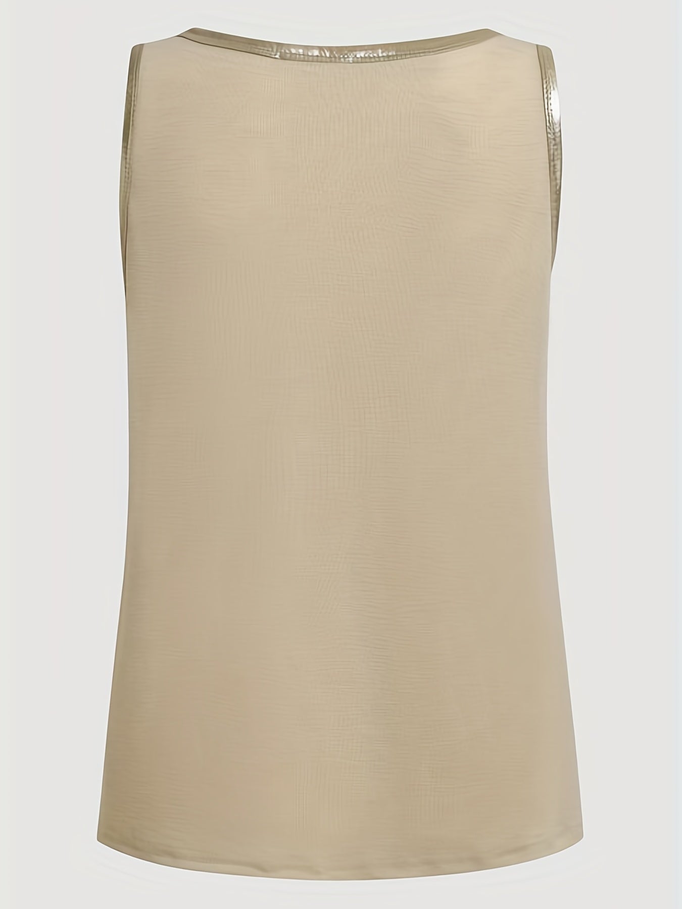 ZllKl Contrast Trim Tank Top, Casual Crew Neck Summer Sleeveless Top, Women's Clothing