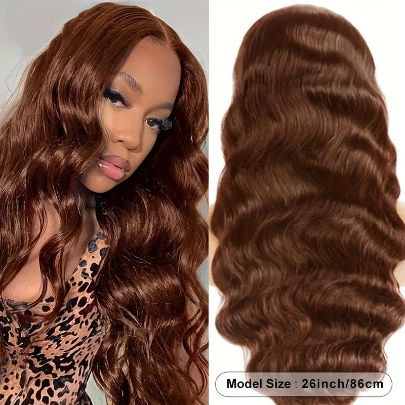 Chocolate Brown 13x4 Body Wave Lace Front Wigs Human Hair Transparent Lace Frontal Wigs With Baby Hair Pre Plucked For Women 180%