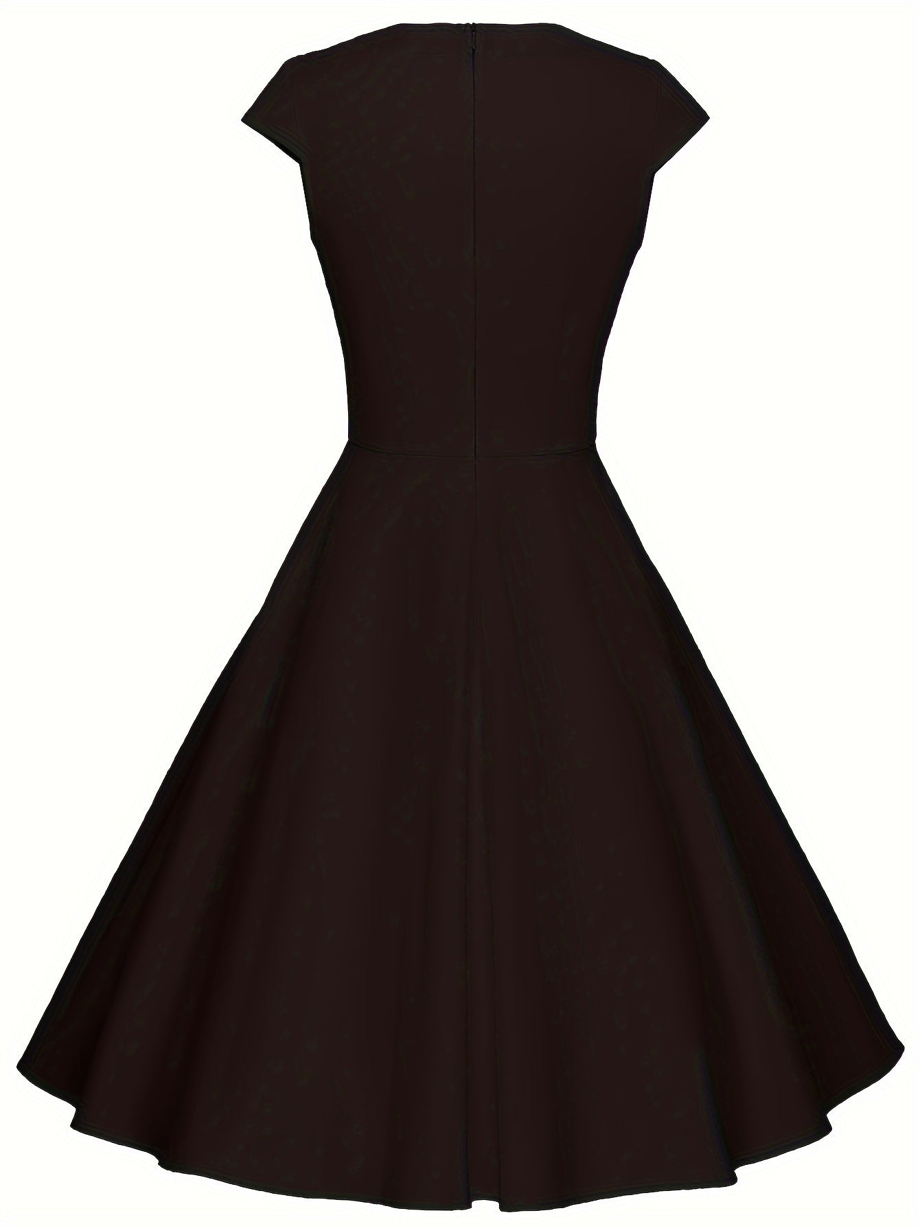 Vintage Short Sleeve Ruched Bridesmaid Dress - Fitted, Cotton, Micro Elasticity, Notched Collar, Solid Color - Hand Washable, Perfect for Wedding Party