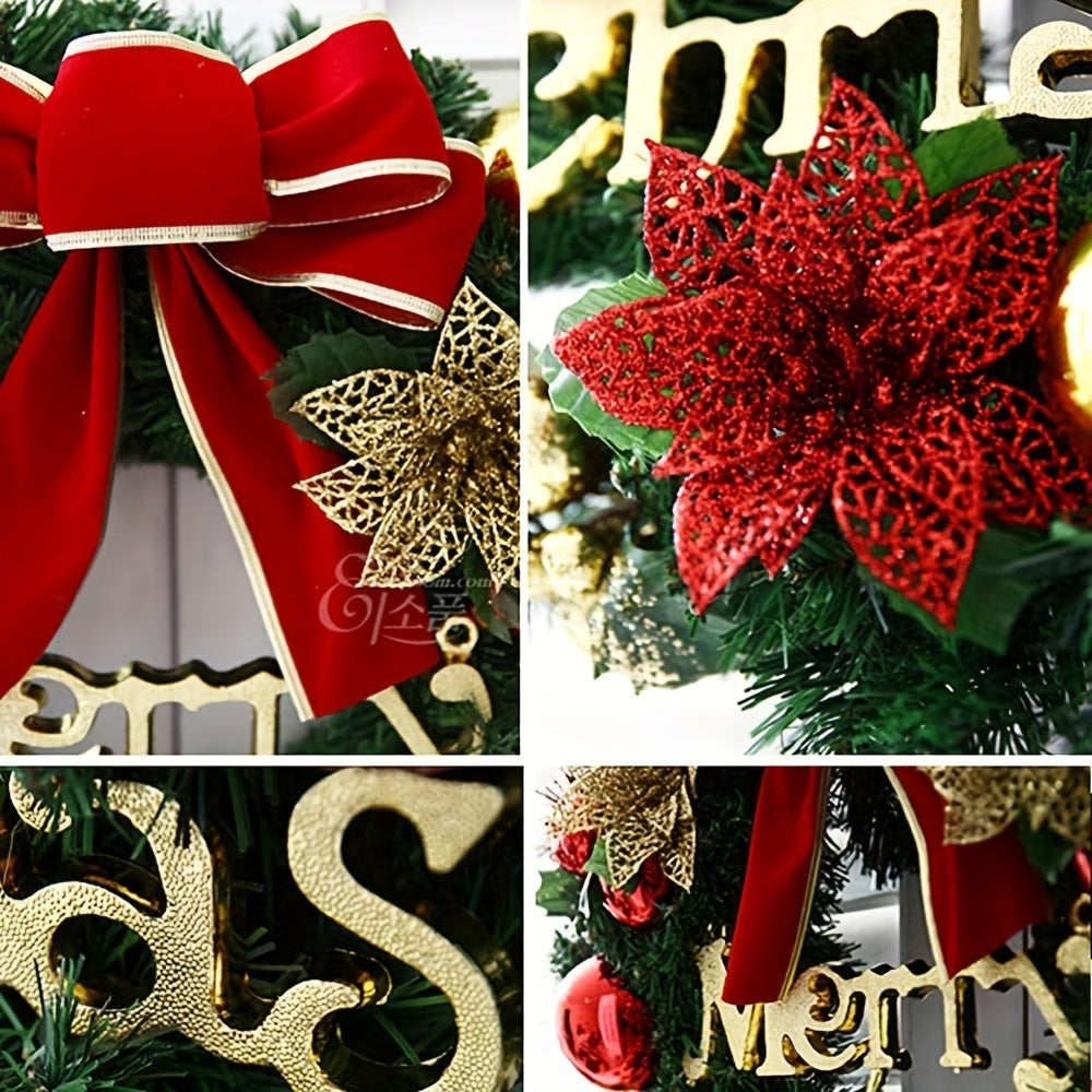 Charming 12" Christmas Wreath with Red Bow - Weatherproof Artificial Holly for Front Door, Indoor/Outdoor Holiday Decor, for Christmas