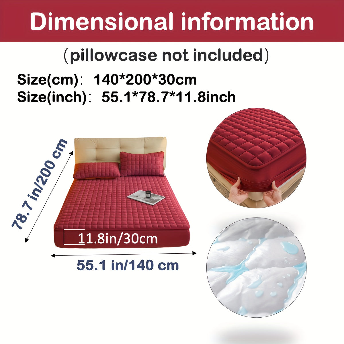 1pc Deluxe Hypoallergenic Mattress Protector - Deep Pocket, Quilted, Waterproof and Soft, for Comfortable Sleep in Bedroom or Guest Room