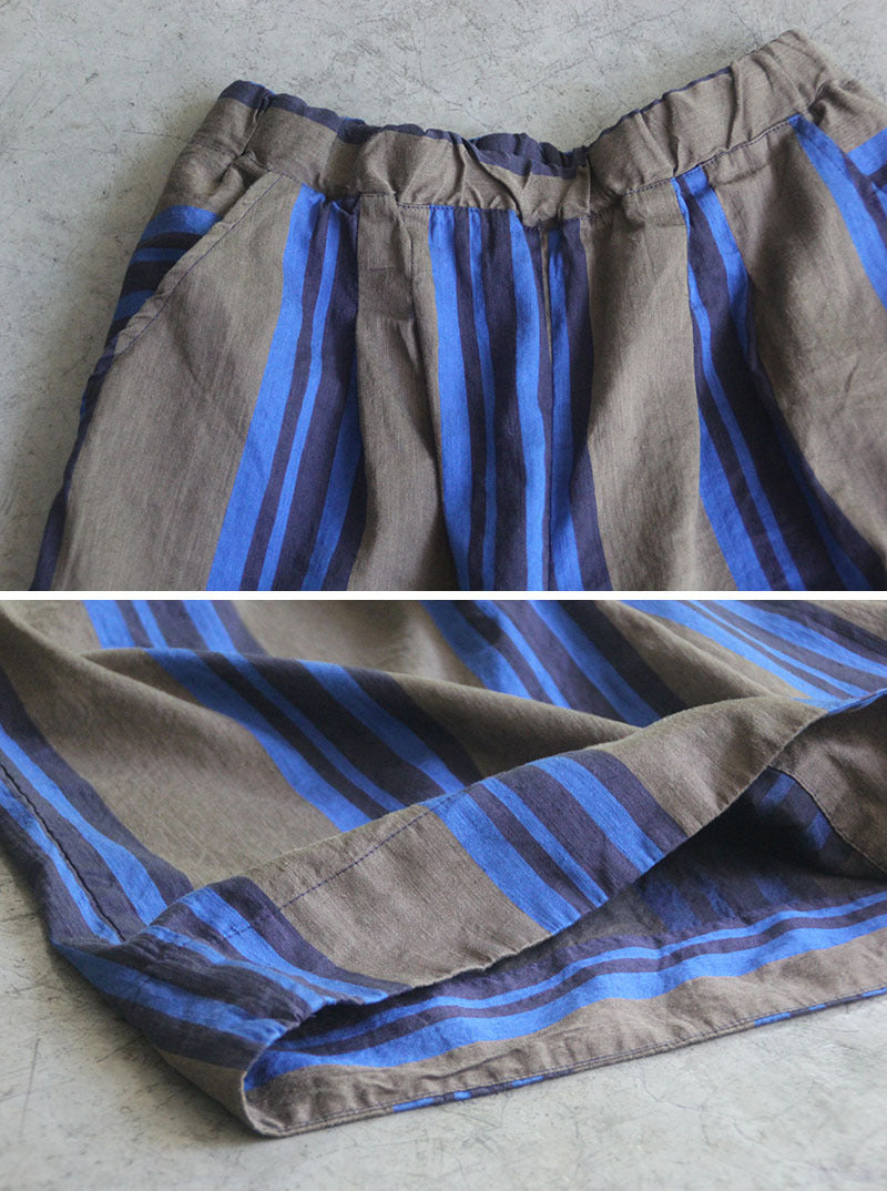 Special offer! retro silk and linen striped wide-leg pants, casual literary loose and versatile straight-leg pants K613
