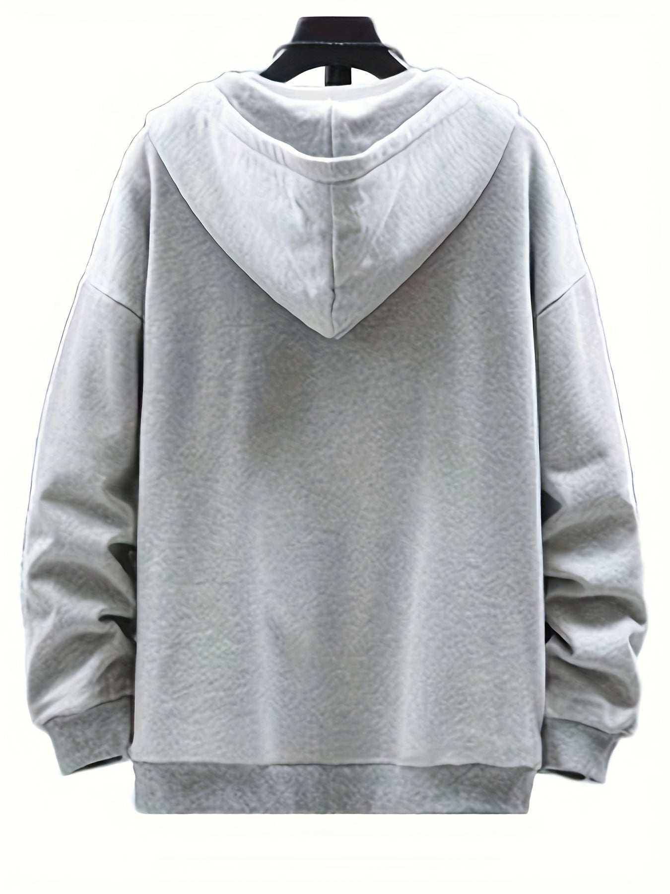 Men's Plus Size Fashion Hoodie with Letter Print - Casual Pullover with Zip Pockets, Polyester Blend, Machine Washable - Perfect for Fall & Winter, PLUS SIZE