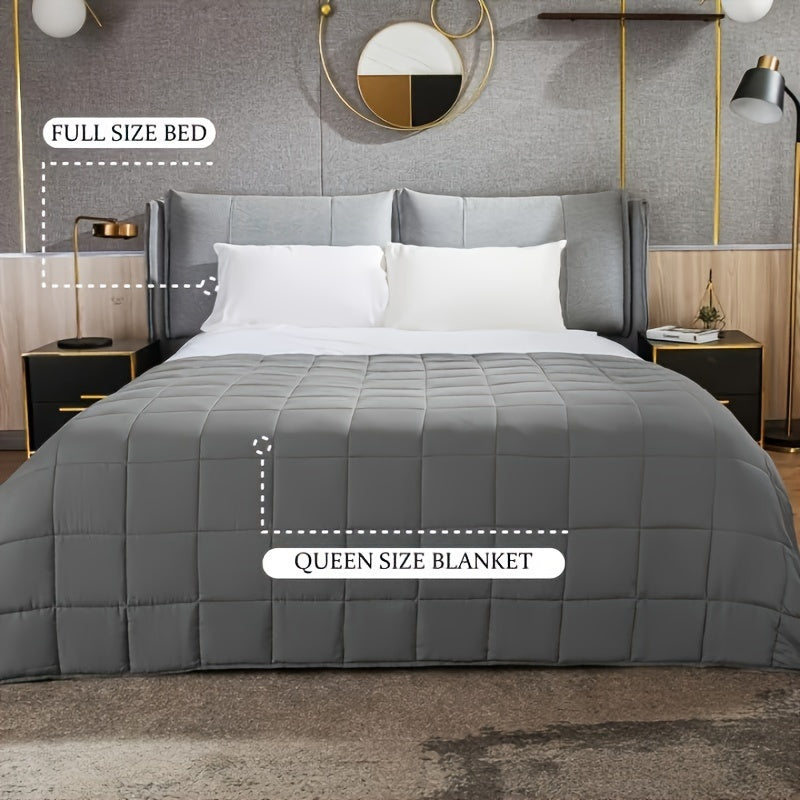 1pc Weighted Blanket For Adults (15 Lbs, Grey) Adults Weighted Blanket For Sleeping Perfect For 140-160 Lbs, Breathable Blanket With Premium Glass Bead, Machine Washable