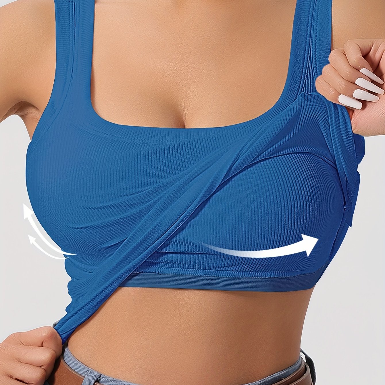 ZllKl Slim Solid Color Sports Tank Top With Detachable Chest Pad, Bottoming Vest T-shirt, Women's Clothing