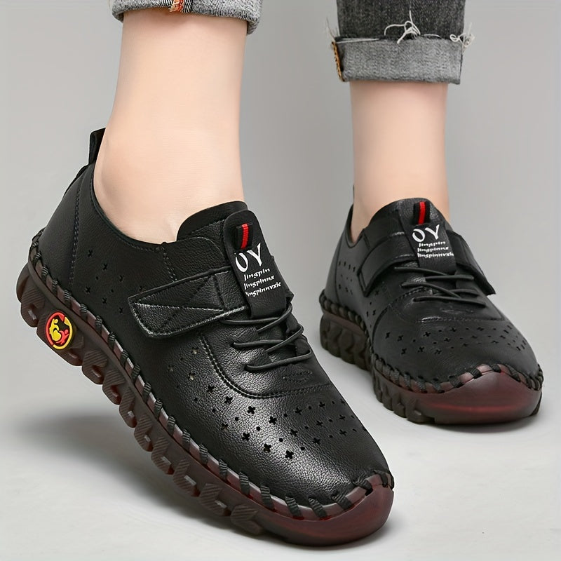 Stylish Womens Microfiber Flat Sneakers - Breathable, Embroidered, Solid Color, Lace Up, Low Top, Casual Walking Shoes for Summer - European and North America Special