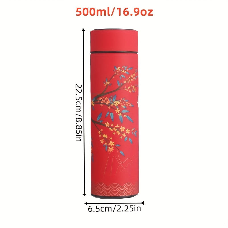 1PC Retro-Style 500ml/16.9oz Stainless Steel Vacuum Insulation Cup - Keeps Drinks Hot/Cold for Hours, Travel-Friendly, Spill-Proof, Durable, Suitable for Office, Campus, Home and Outdoor Activities