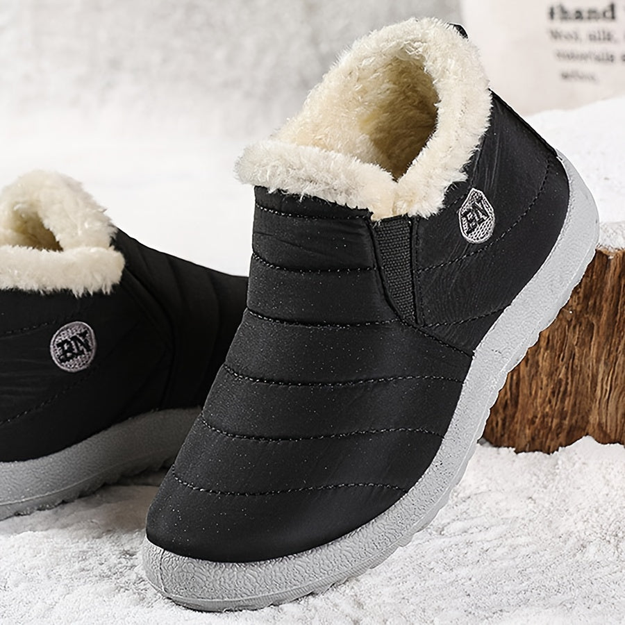 Men's Snow Boots, Warm Cozy Non-slip Ankle Boots Plush Comfy Outdoor Hiking Shoes Lined Trekking Shoes, Winter