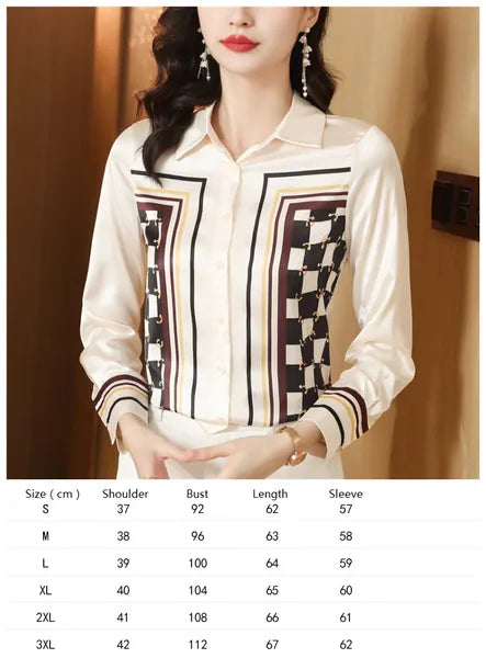 Vintage Butterfly Printed Runway Silk Blouses Women Fashion Designer Striped Shirts Slim Business Office Ladies Button Spring Summer Long Sleeve Tops