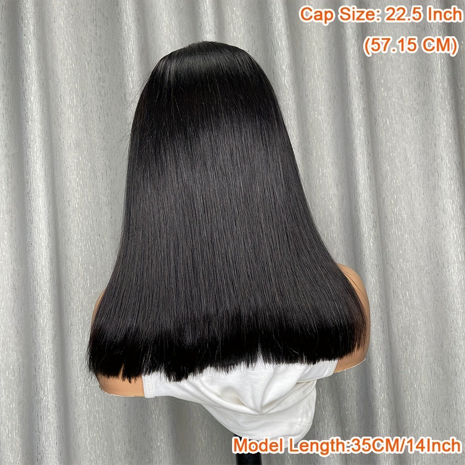 Short Bob Wig Human Hair Lace Front Wigs Human Hair Straight 13x4 Transparent Lace Frontal Bob Wigs Pre Plucked Natural Hairline 150% Density Black Color