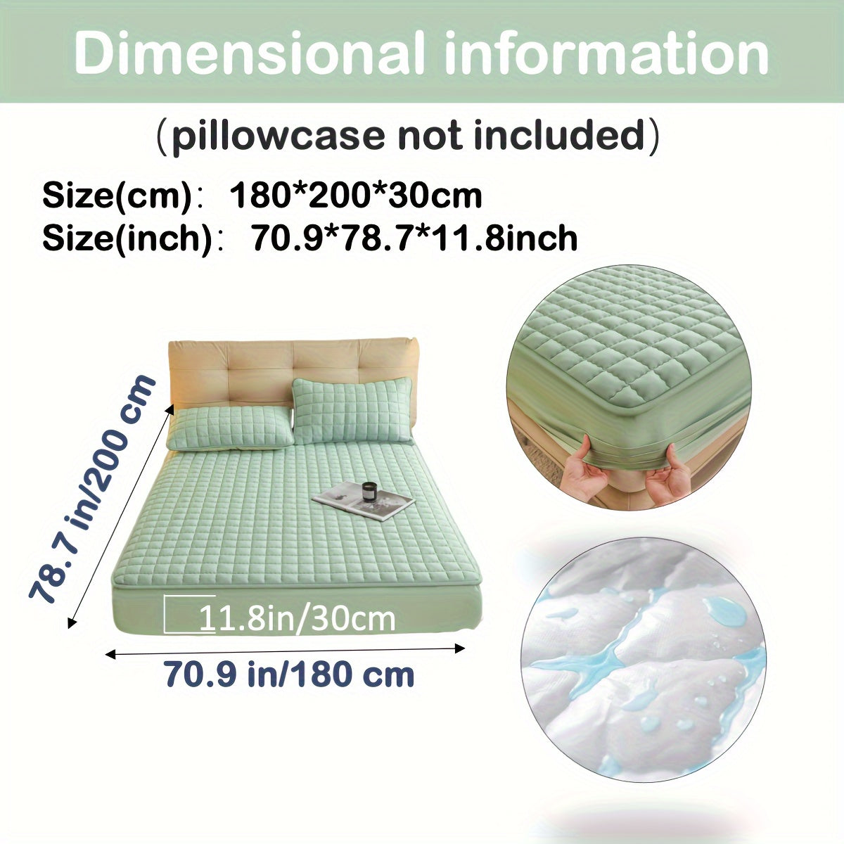 1pc Deluxe Hypoallergenic Mattress Protector - Deep Pocket, Quilted, Waterproof and Soft, for Comfortable Sleep in Bedroom or Guest Room