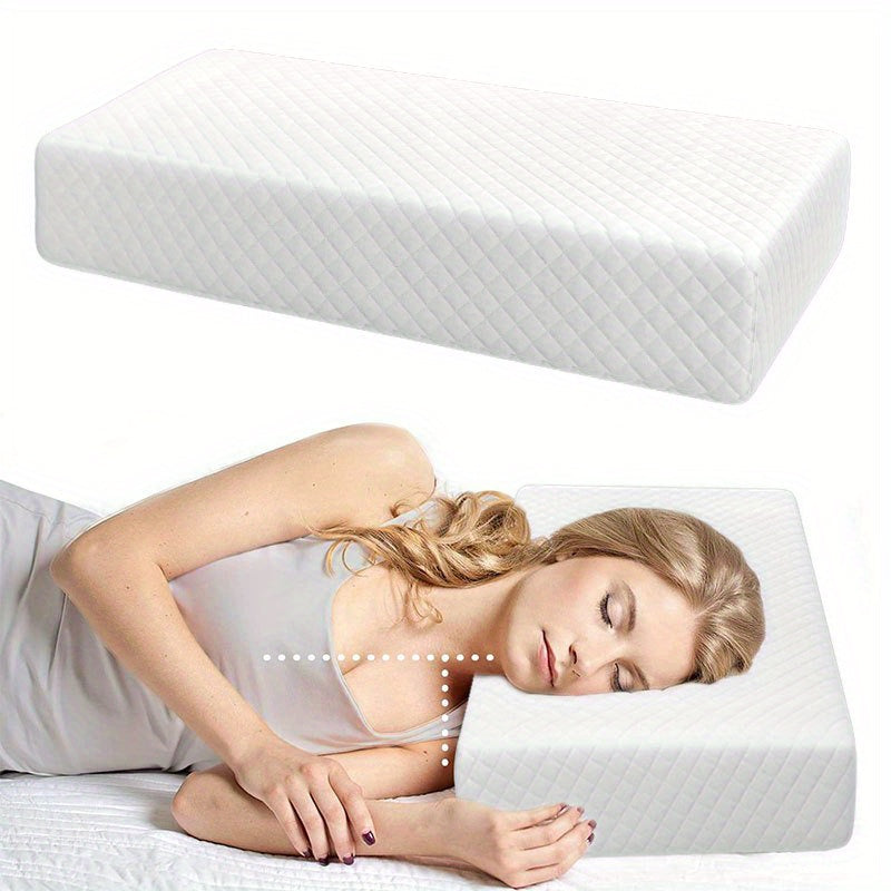 1pc Ultimate Comfort Square Pillow - Bed Pillows for Side Sleepers with Memory Foam Support for Neck and Shoulder Relaxation, Removable Cover, King/Queen Size, White, Promoting Deeper Sleep and Waking Up Refreshed