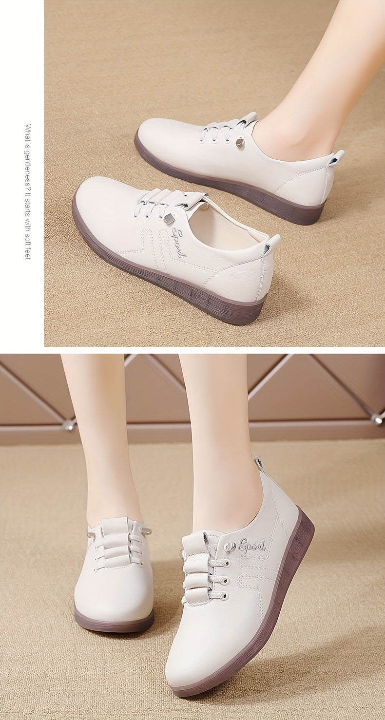Comfortable Solid Color Oxford Shoes for Women - Non Slip, Lightweight, Soft Sole, Low-Top, Perfect for Daily Walking and Casual Occasions - All-Season, Plain Toe, Easy Slip-On Design