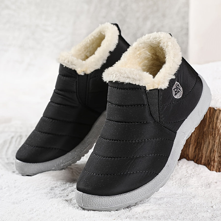 Men's Snow Boots, Warm Cozy Non-slip Ankle Boots Plush Comfy Outdoor Hiking Shoes Lined Trekking Shoes, Winter