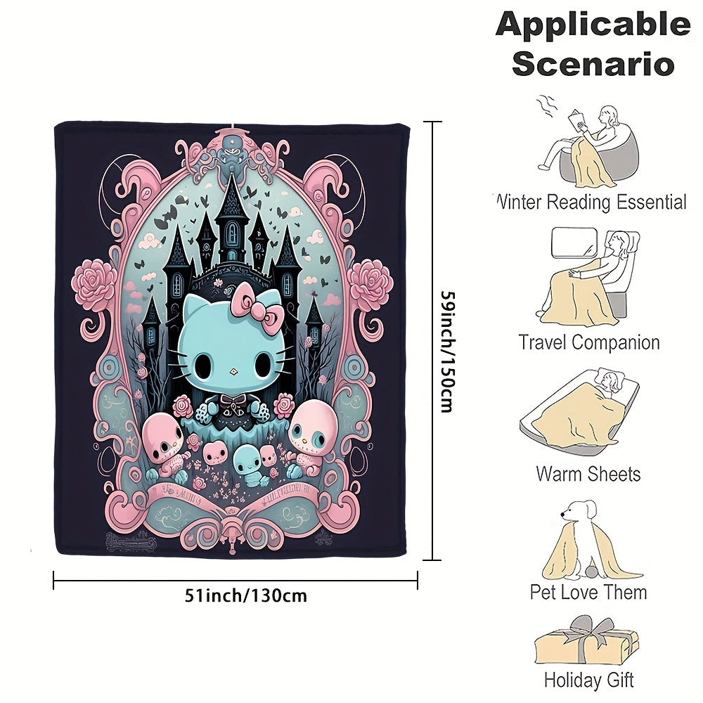 Sanrio Hello Kitty Halloween Throw Blanket - 59"x39" or 59"x51" - Soft and Comfortable for All Seasons