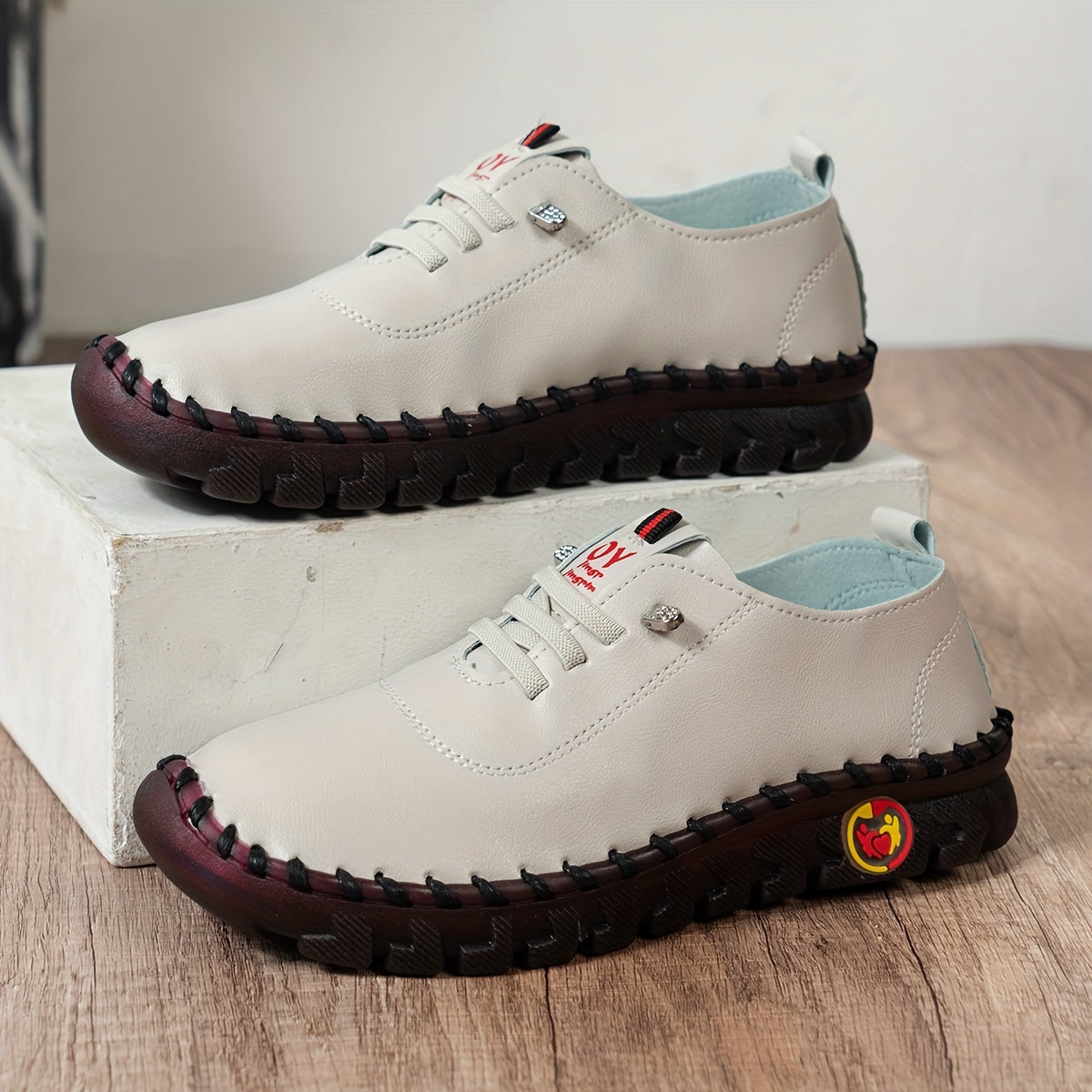 SoftWalk Comfort Shoes for Women - Breathable, Non-Slip, Round Toe, Solid Color Sneakers with Polyurethane Upper, TPR Sole, and Cushioned Insole for All-Season Wear