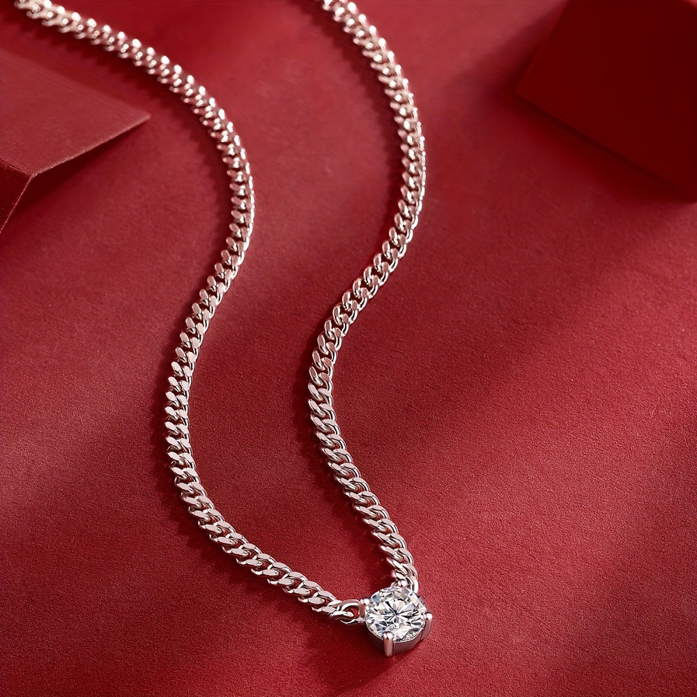 1.0ct/2.0ct/3.0ct/S925 Silver Moissanite Necklace/Blaze/Male/Female/Atmosphere Fashion/Party/Anniversary/Gift for Man/Woman/Girlfriend w/Certificate/18K Platinum Plated/Holiday Gift GRA Certificate