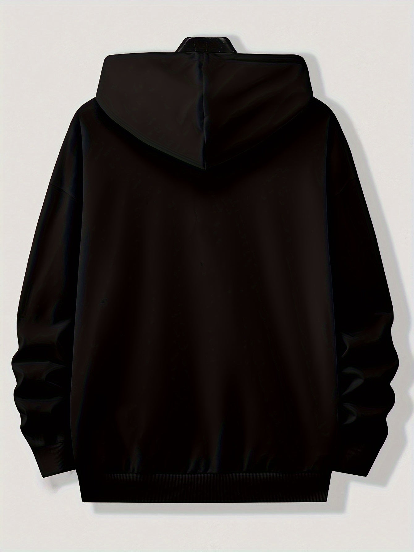 100% Polyester Plus Size Solid Color Zip-Up Hoodie for Men - Preppy Sports Style with Hood, Non-Stretch Drawstring Detail, Regular Fit for Spring/Fall Activities