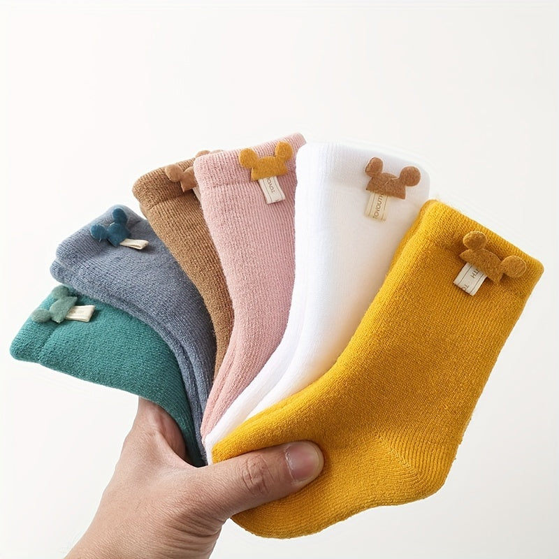6 Pairs Of Baby Boys Socks Winter Thickened Velvet Baby Socks Autumn And Winter Warm Wool Hoop Socks