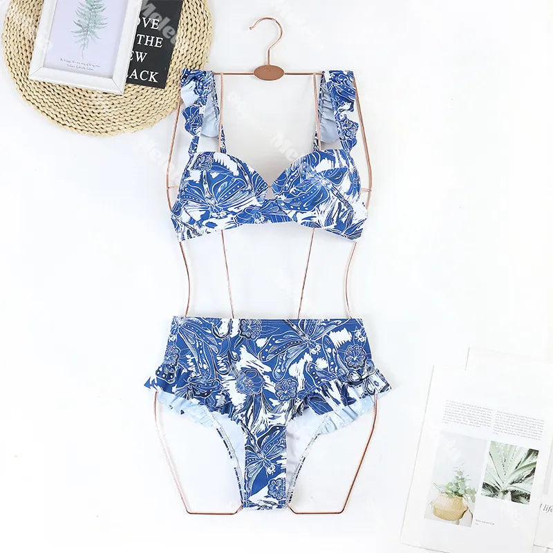 Sexy High Waist Bikini Dragoy Printed Swimwear Designer Vintage Dress Women Swimming Suit Beach Clothes for Lady