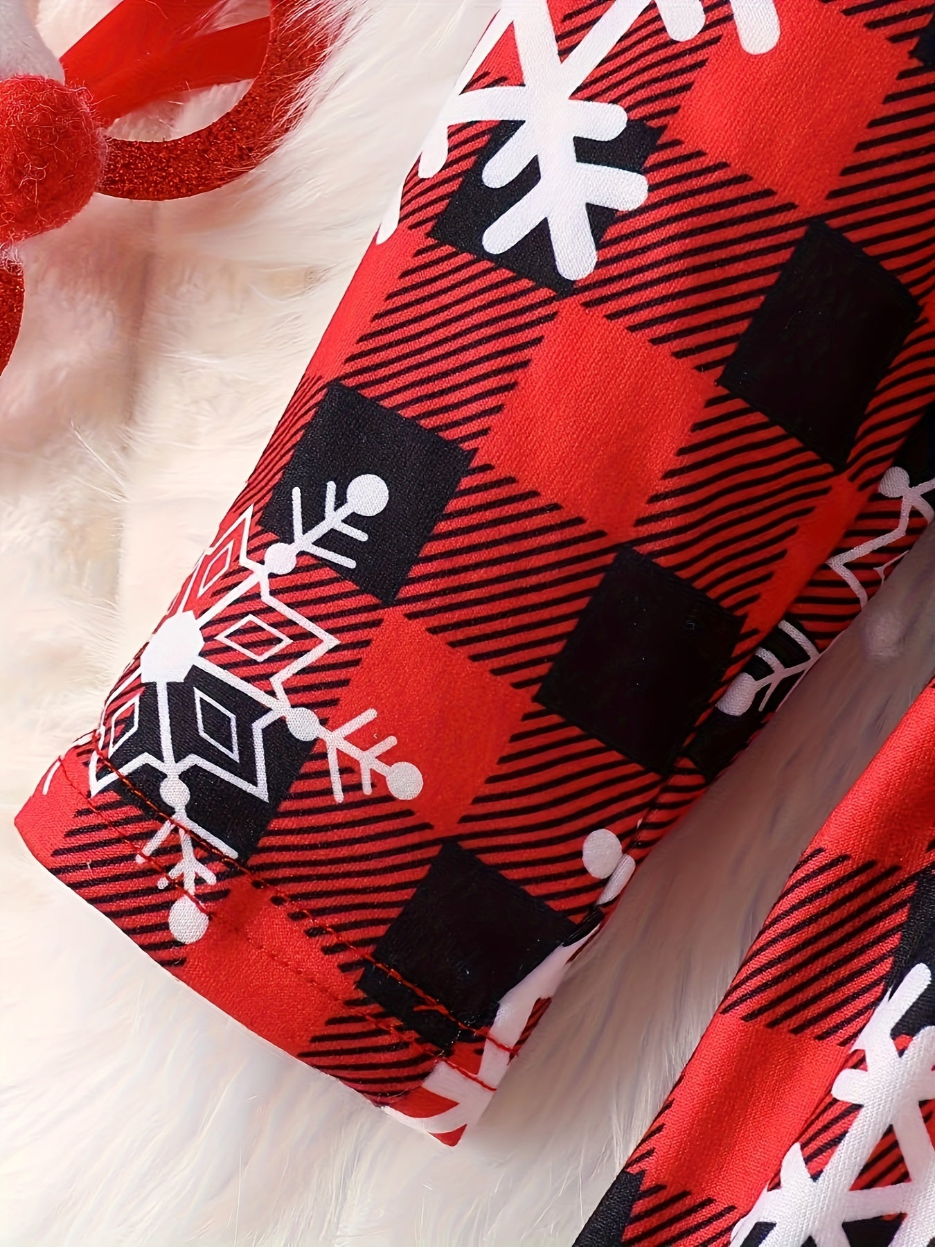 Snowflake & Christmas Plaid Print Girls Holiday Long Sleeve Dress - Comfy A-Line Party Casual Dresses, Spring/Fall Season