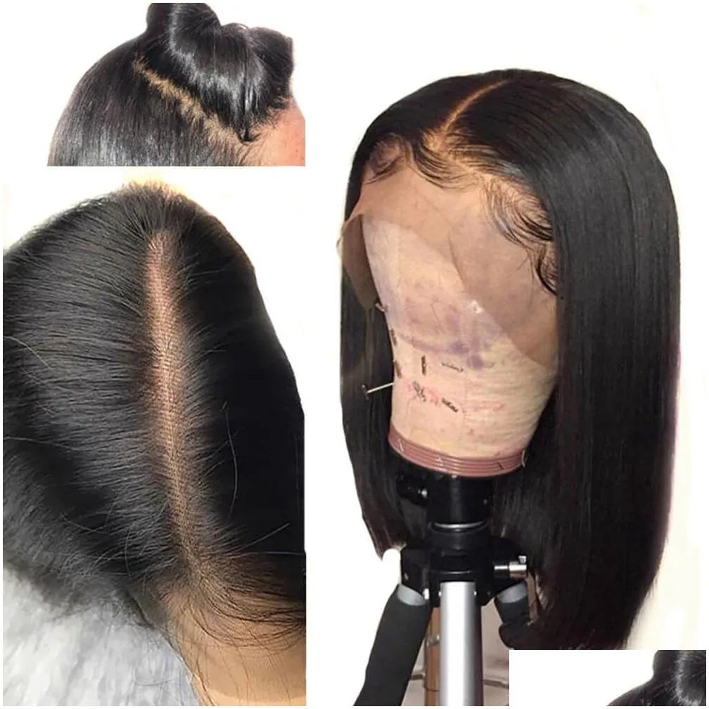 Human Hair Wigs 13X6 Straight Lace Front Black Women Deep Parting With Baby Pre Plucked Brazilian Remy Drop Delivery Products Virgin Dhsjd
