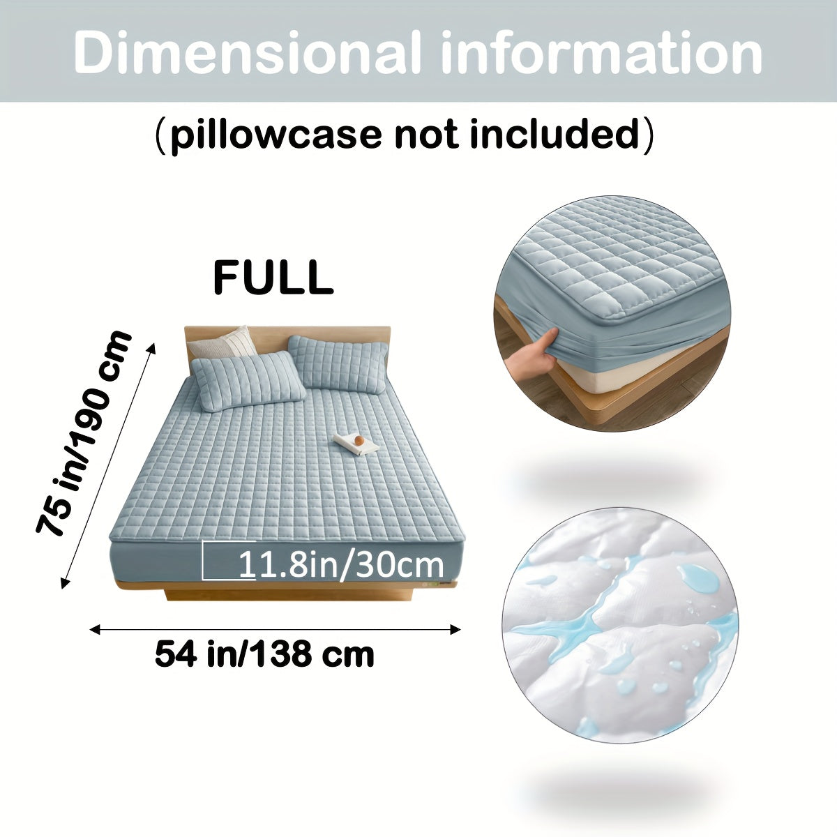 1pc Deluxe Hypoallergenic Mattress Protector - Deep Pocket, Quilted, Waterproof and Soft, for Comfortable Sleep in Bedroom or Guest Room