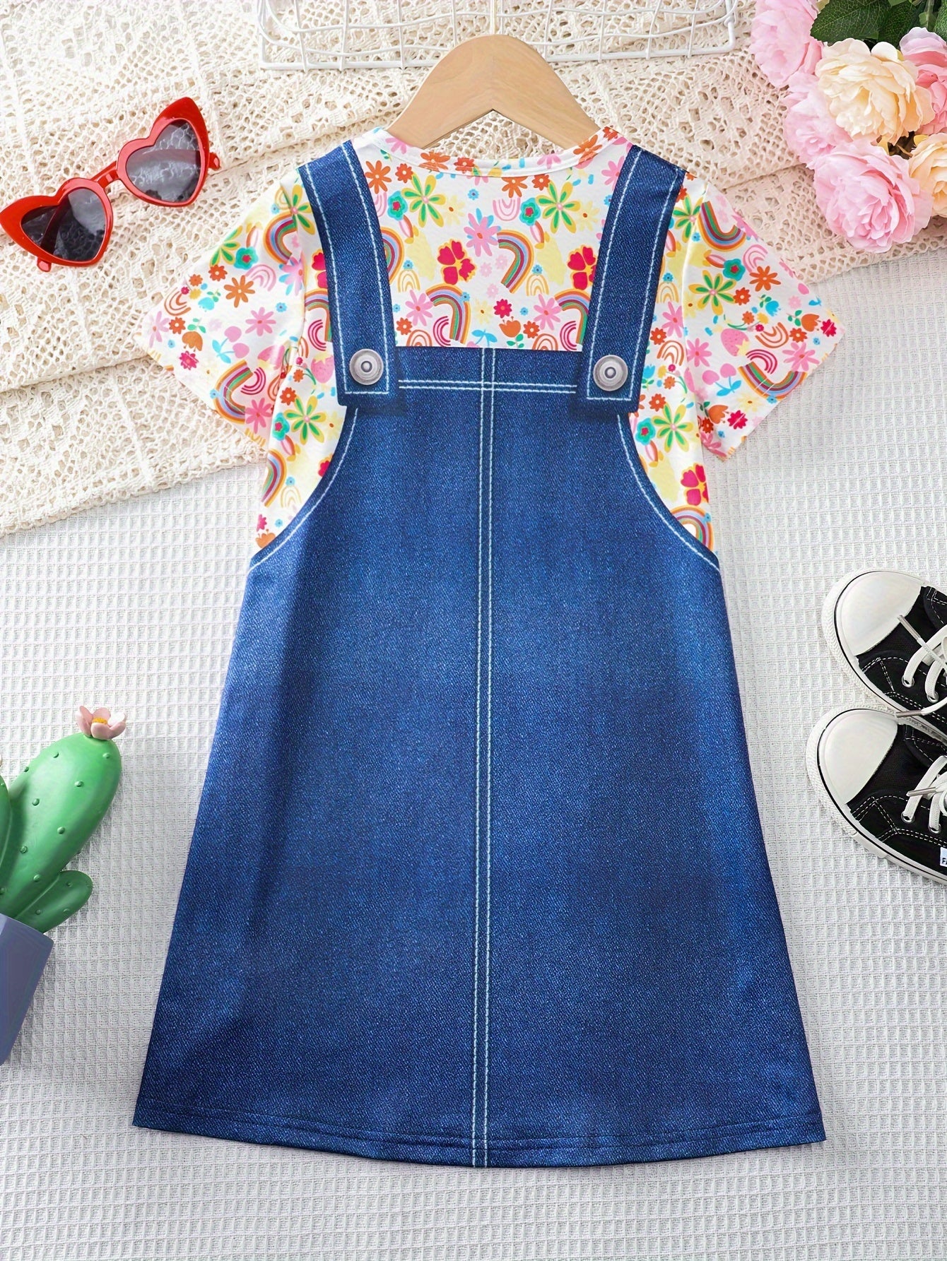 Girls Adorable 3D Elephant Print Striped Dress - Fashionable & Comfortable Crew Neck Summer Wear for Parties & Gifts
