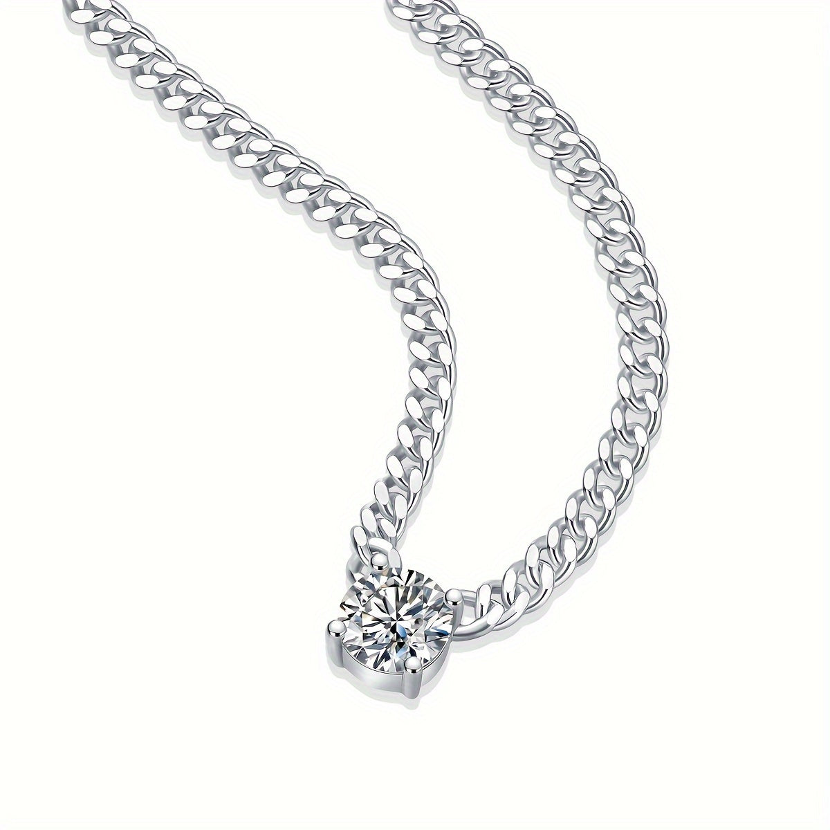 1.0ct/2.0ct/3.0ct/S925 Silver Moissanite Necklace/Blaze/Male/Female/Atmosphere Fashion/Party/Anniversary/Gift for Man/Woman/Girlfriend w/Certificate/18K Platinum Plated/Holiday Gift GRA Certificate
